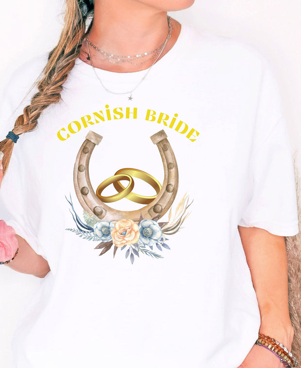 Buy Cornish Bride & Groom T-Shirts - Lucky Horseshoe Matching Tees