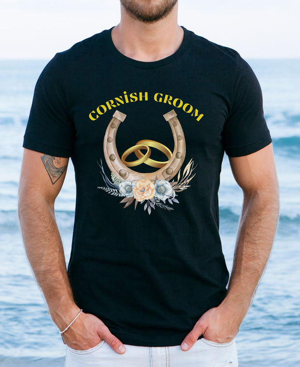 Buy Cornish Bride & Groom T-Shirts - Lucky Horseshoe Matching Tees