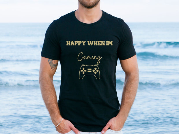 Gamer Graphic Crewneck T Shirt, Gift for Gamer tee, Happy Gaming T Shirt, Techie Gift, Cyberpunk tee, Gearhead present, Geek Tee