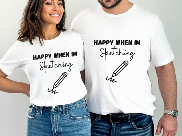 Sketching Unisex Crewneck t shirt, Pencil sketching graphic Tshirt, Gift for Artist , Gift for Sketcher, Charcoal sketcher gift,Watercolour.