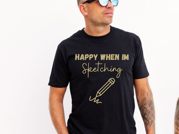 Sketching Unisex Crewneck t shirt, Pencil sketching graphic Tshirt, Gift for Artist , Gift for Sketcher, Charcoal sketcher gift,Watercolour.