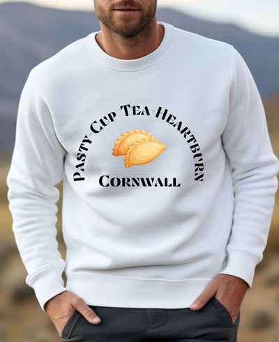 Pasty cup tea heartburn unisex Crewneck Sweatshirt, funny Cornish sweatshirt, Cornish pasty gift, sweatshirt from Cornwall, Cornish gifts