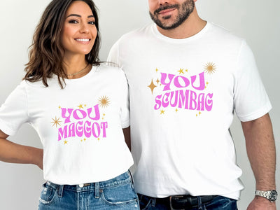 You Scumbag You Maggot Sparkle Pink Funny Couples T Shirt for Christmas Gift, Newly Married Matching Pastel Graphic Wedding Gift,Anniversary