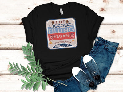 Hot Chocolate Filling Station Vintage sign unisex Crewneck tshirt gift for Christmas Host, Hot Chocolate Station  Christmas Meme