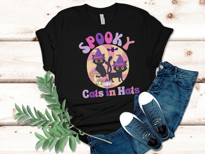 Cute Halloween t shirt, cute cat shirt, spooky cat shirt, Cat mum gift, spooky cat t shirt, Cats in Hats tee