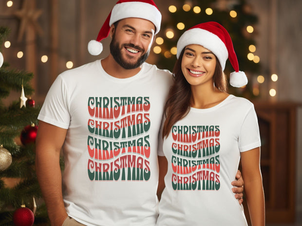 Buy Christmas Trendy Repeating Text Unisex T-Shirt - Gift Solutions