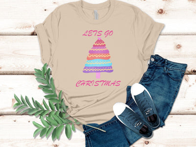 Buy Cute Pastel Tree Lets Go Christmas Women's Tshirt