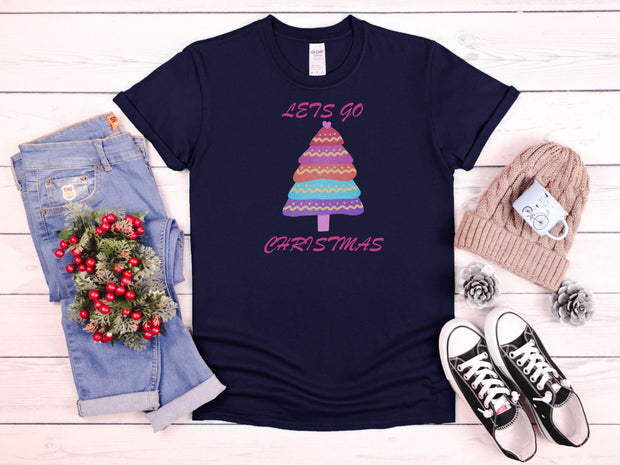 Buy Cute Pastel Tree Lets Go Christmas Women's Tshirt