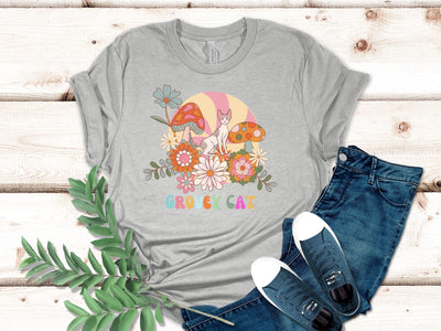Cute Cottage Core flowers tshirt, Cottage Core floral t shirt , Cute Cat Pastel shirt, Cottage Core mushroom , Cat owner gift, Cat sitter.