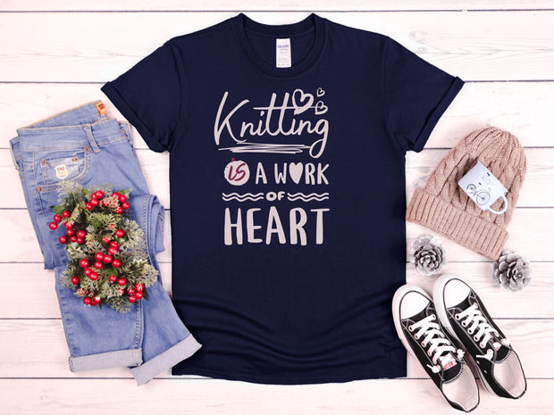 Knitting is a work of Art unisex Crewneck tshirt gift for Grandma, Women's  cute Knitting T shirt  gift for Christmas Knitting