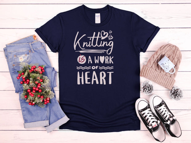 Knitting is a work of Art unisex Crewneck tshirt gift for Grandma, Women's  cute Knitting T shirt  gift for Christmas Knitting