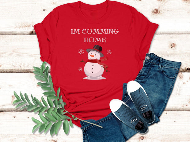 Coming Home for Christmas matching couples t shirt, Welcome home Snowman t shirt  service personnel Army Navy RAF NHS Staff Gift for Student