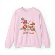 Floral retro Cat sweatshirt gift for her , Cute cat Ladies sweatshirt Birthday gift, Pastel Flowers crewneck ,