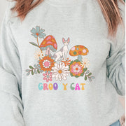 Floral retro Cat sweatshirt gift for her , Cute cat Ladies sweatshirt Birthday gift, Pastel Flowers crewneck ,